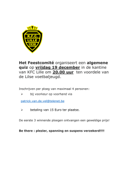 Het Feestcomit&eacute; organiseert een algemene quiz op