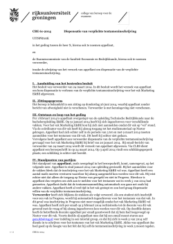 CBE 61-2014 Dispensatie van verplichte tentameninschrijving