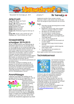 Jarig in juni Groepsindeling schooljaar 2014-2015