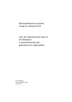 Participatiecentrum Goirle Vraag en aanbod 2014