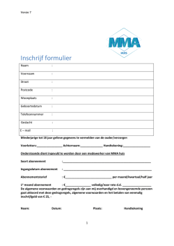 Inschrijfformulier 2014-2015 MMA-huis