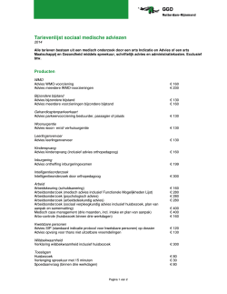 Tarievenlijst sociaal medische adviezen - GGD Rotterdam