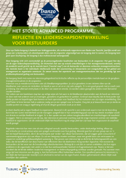 HET STOLTE ADVANCED PROGRAMME, REFLECTIE