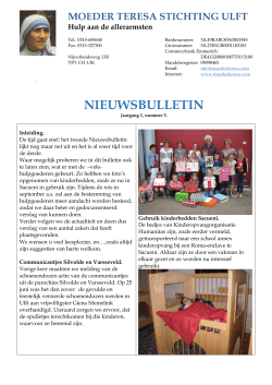 NIEUWSBULLETIN - Moeder Teresa Stichting Ulft