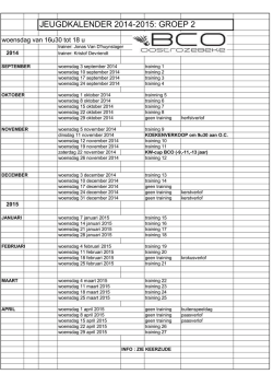 JEUGDKALENDER 2014-2015: GROEP 2