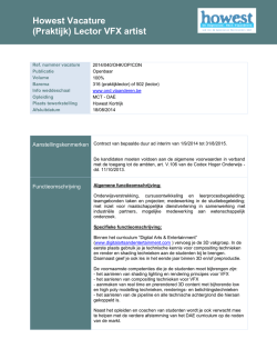 Howest Vacature (Praktijk) Lector VFX artist