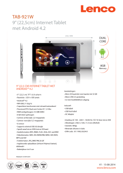TAB-921W 9” (22,5cm) Internet Tablet met Android 4.2