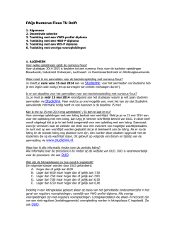 FAQs Numerus Fixus TU Delft aanmelding via www.studielink.nl.