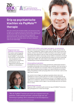 Grip op psychiatrische klachten via PsyMate&trade; therapie
