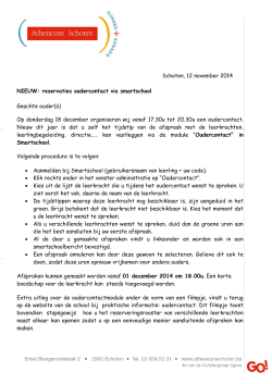 Schoten, 12 november 2014 NIEUW: reservaties oudercontact via