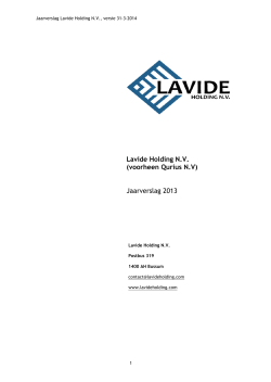 Lavide Holding N.V. (voorheen Qurius N.V) Jaarverslag 2013