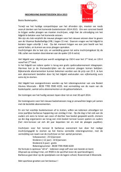 INSCHRIJVING BASKETSEIZOEN 2014