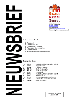 In deze nieuwsbrief - Oranje Nassau School