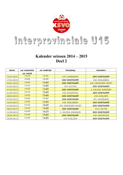 Kalender seizoen 2014 - 2015 - deel 2