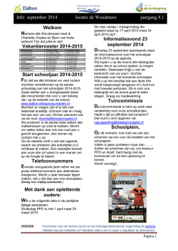 Info september 2014 locatie de Woudmees