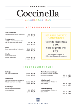 menukaart - Hof van Saksen