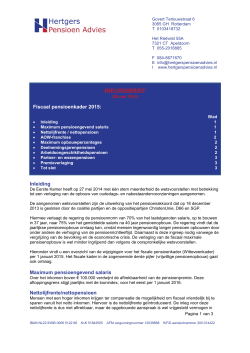 20140528 Nieuwsbrief fiscaal pensioenkader (Witteveenkader) 2015
