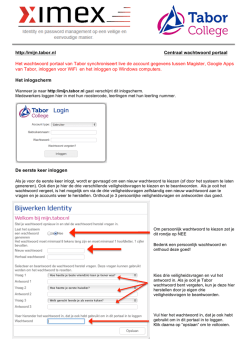 http://mijn.tabor.nl Centraal wachtwoord portaal Het wachtwoord