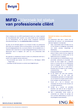 MiFID - Verzoek tot status van professionele cliënt