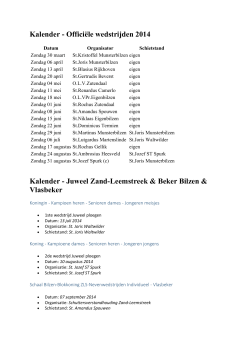 Kalender - Officiële wedstrijden 2014 Kalender