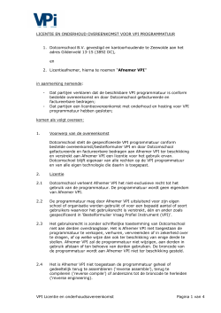 VPI Licentie en onderhoudsovereenkomst Pagina 1 van 4 LICENTIE