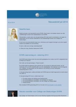 Nieuwsbrief juli 2014 - Stichting Visitatie Woningcorporaties