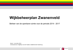 Wijkbeheerplan Zwanenveld 2014-2017