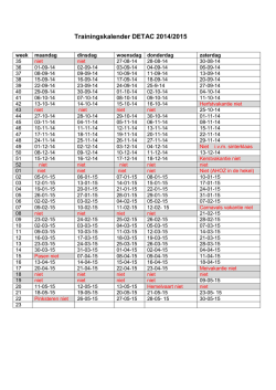 Download hier de trainingskalender van 2014 - 2015