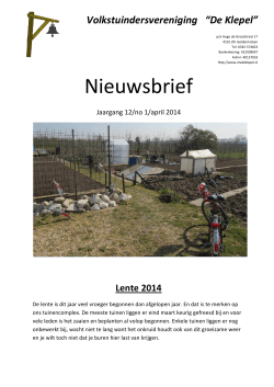 Nieuwsbrief april 2014 - Volkstuin Vereniging De Klepel