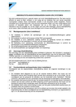 INBEDRIJFSTELINGSVOORWAARDEN DAIKIN VRV SYSTEMEN