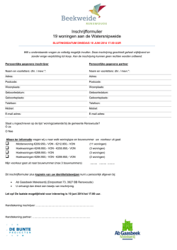 Inschrijfformulier - Wonen in Beekweide