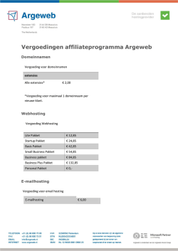 Vergoedingen affiliateprogramma Argeweb