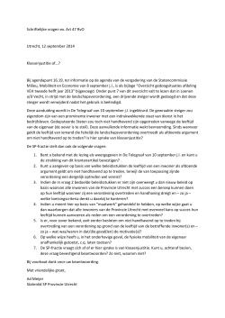 Schriftelijke vragen ex. Art 47 RvO Utrecht, 12 september 2014