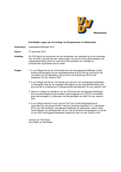 SV 2014-18 subsidiebeschikkingen 2015 (VVD)