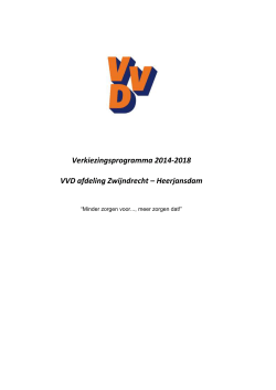 Verkiezingsprogramma 2014-2018 VVD afdeling Zwijndrecht