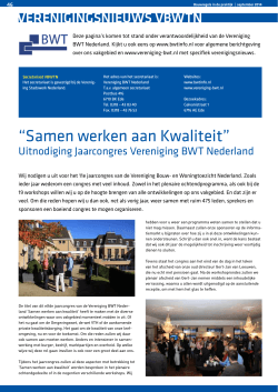 Verenigingsnieuws - Vereniging BWT Nederland