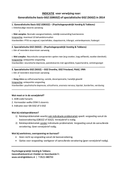 Indicatie voor GBGGZ en SGGZ - Psychologenpraktijk Vendrig