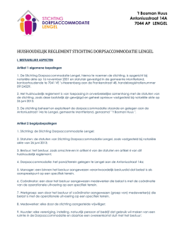HUISHOUDELIJK REGLEMENT STICHTING
