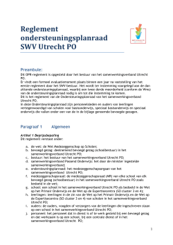 Reglement ondersteuningsplanraad SWV Utrecht PO