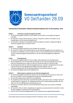 Huishoudelijk reglement ondersteuningsplanraad