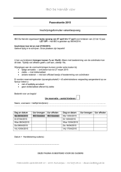 Inschrijvingsformulier paasvakantie 2015
