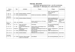 Kalender 2014-2015 Activiteiten georganiseerd door vzw De