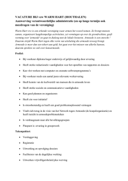 VACATURE BIJ vzw WARM HART (HOUTHALEN)