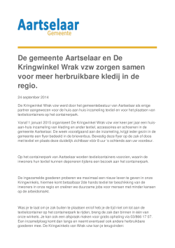 De gemeente Aartselaar en De Kringwinkel Wrak vzw zorgen