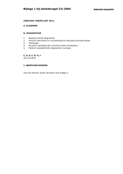BR/CU-2065 bijlage 1 Indeling Tarieflijst instellingen 2012