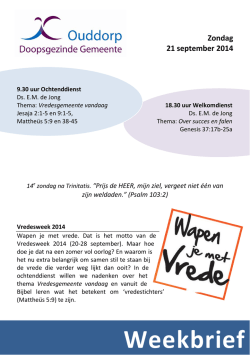 Weekbrief - Doopsgezinde Gemeente Ouddorp