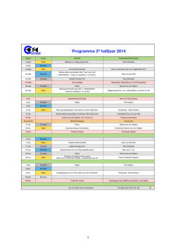 Programma 2ᵉ halfjaar 2014