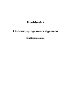Hoofdstuk 1 Onderwijsprogramma algemeen