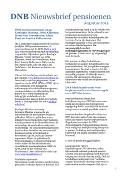 DNB Nieuwsbrief pensioenen
