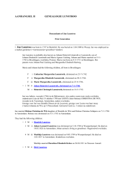 AANHANGSEL II GENEALOGIE LUNSTROO